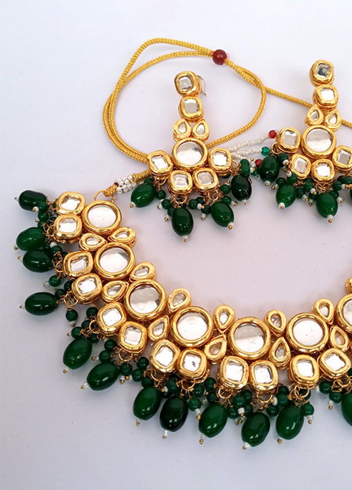 Kundan Studded Green Jewellery Set - Indian Silk House Agencies