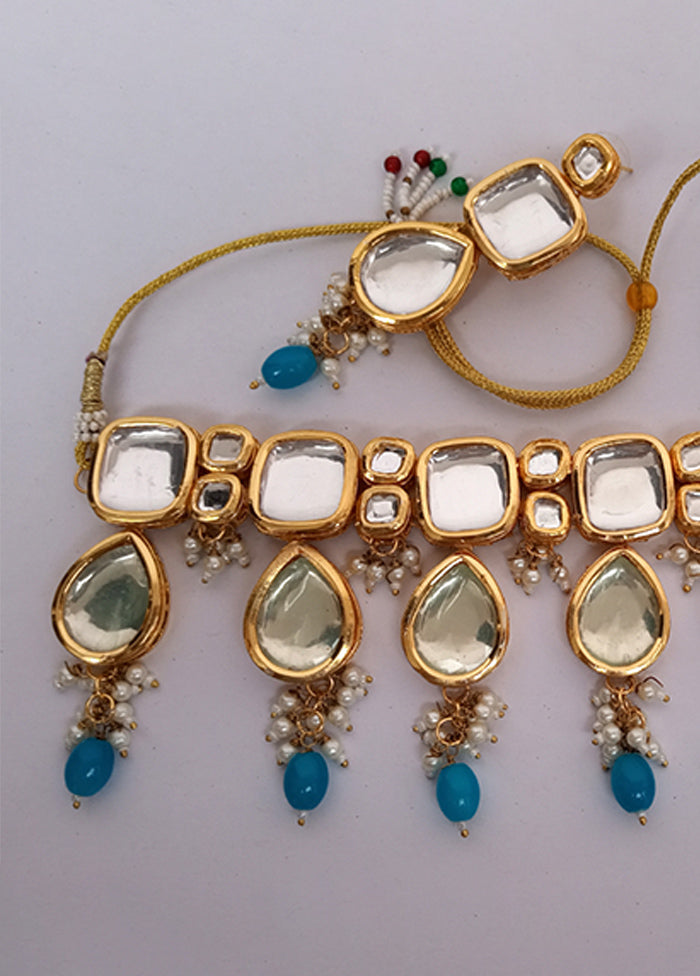 Kundan Studded Sky Blue Jewellery Set - Indian Silk House Agencies