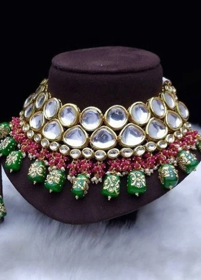 White Kundan Jewellery Set - Indian Silk House Agencies