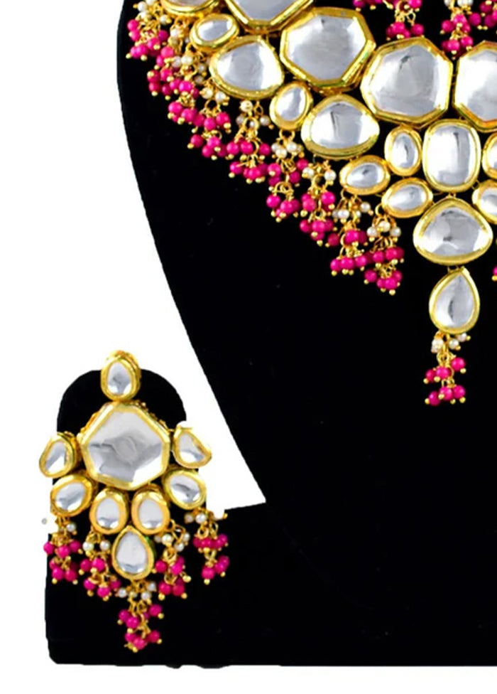 White Kundan Jewellery Set With Mangtika - Indian Silk House Agencies