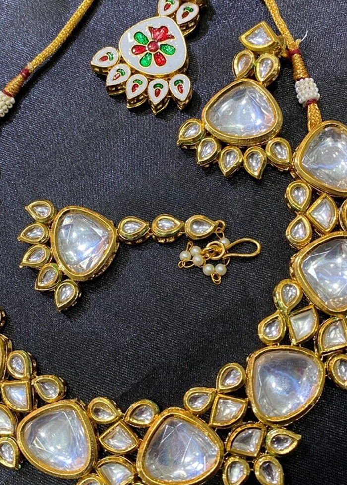 White Kundan Jewellery Set With Mangtika - Indian Silk House Agencies