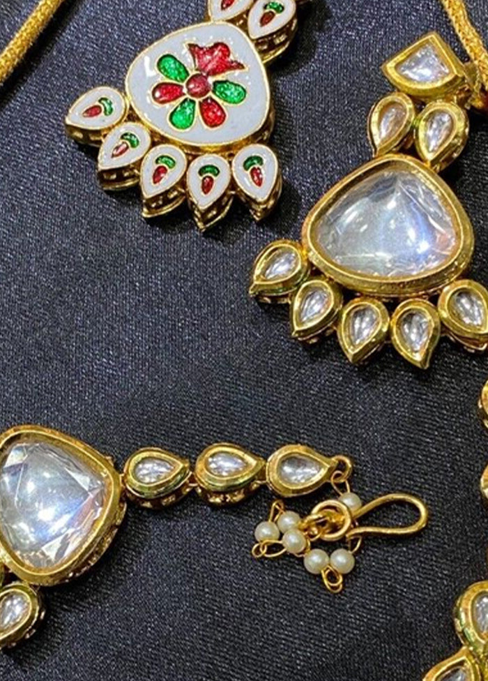 White Kundan Jewellery Set With Mangtika - Indian Silk House Agencies