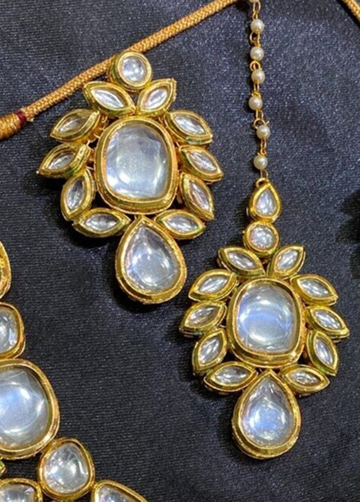 White Kundan Jewellery Set With Mangtika - Indian Silk House Agencies