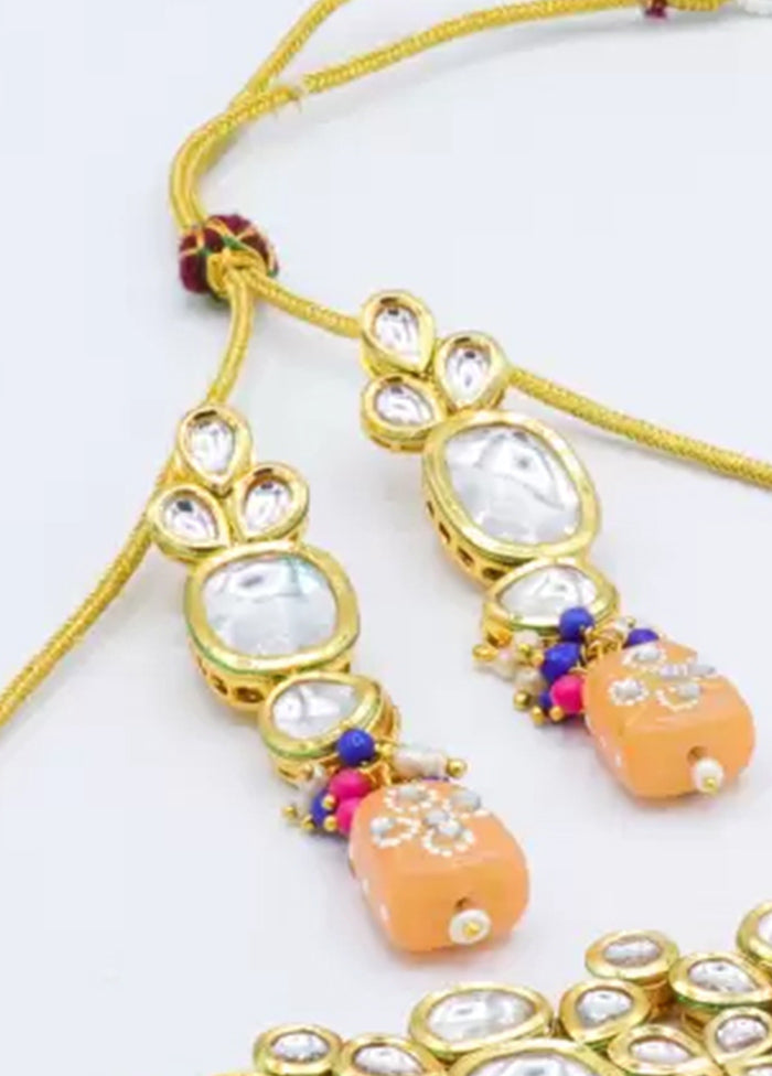 Peach Kundan Jewellery Set - Indian Silk House Agencies