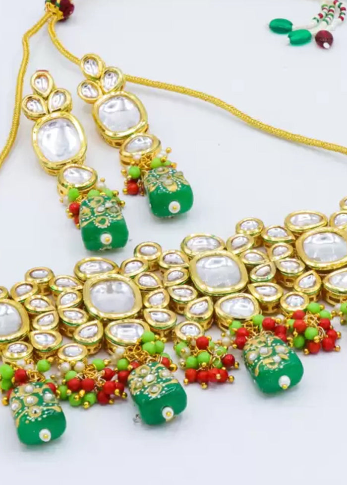 Green Kundan Jewellery Set - Indian Silk House Agencies