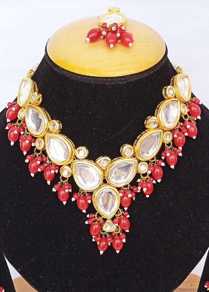 Golden Kundan Alloy Wedding Bridal Necklace Set - Indian Silk House Agencies