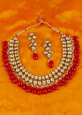 Hand Crafted Base Metal Alloy Gold Plated Kundan Stone Studded Jewellery Sets - Indian Silk House Agencies