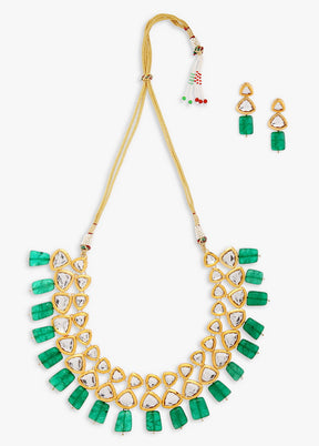 Hand Crafted Base Metal Alloy Gold Plated Kundan Stone Studded Jewellery Sets - Indian Silk House Agencies