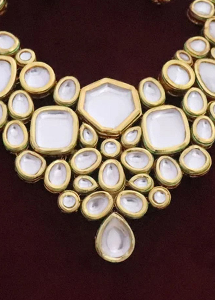 Golden Kundan Jewellery Set With Mangtika - Indian Silk House Agencies