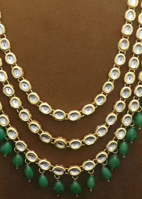 Emerald Green Kundan Jewellery Set - Indian Silk House Agencies