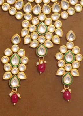 Red Kundan Jewellery Set With Mangtika - Indian Silk House Agencies