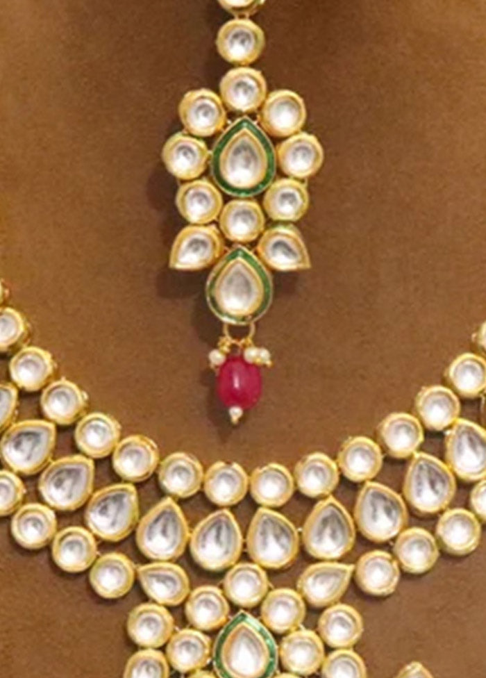 Red Kundan Jewellery Set With Mangtika - Indian Silk House Agencies