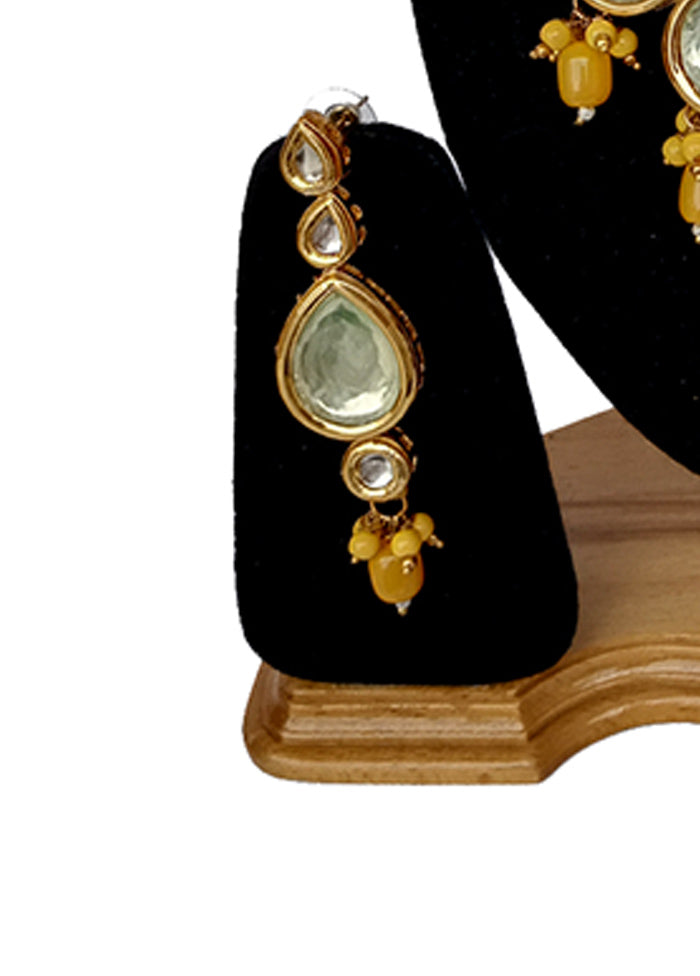 Yellow Kundan Jewellery Set With Mangtika - Indian Silk House Agencies