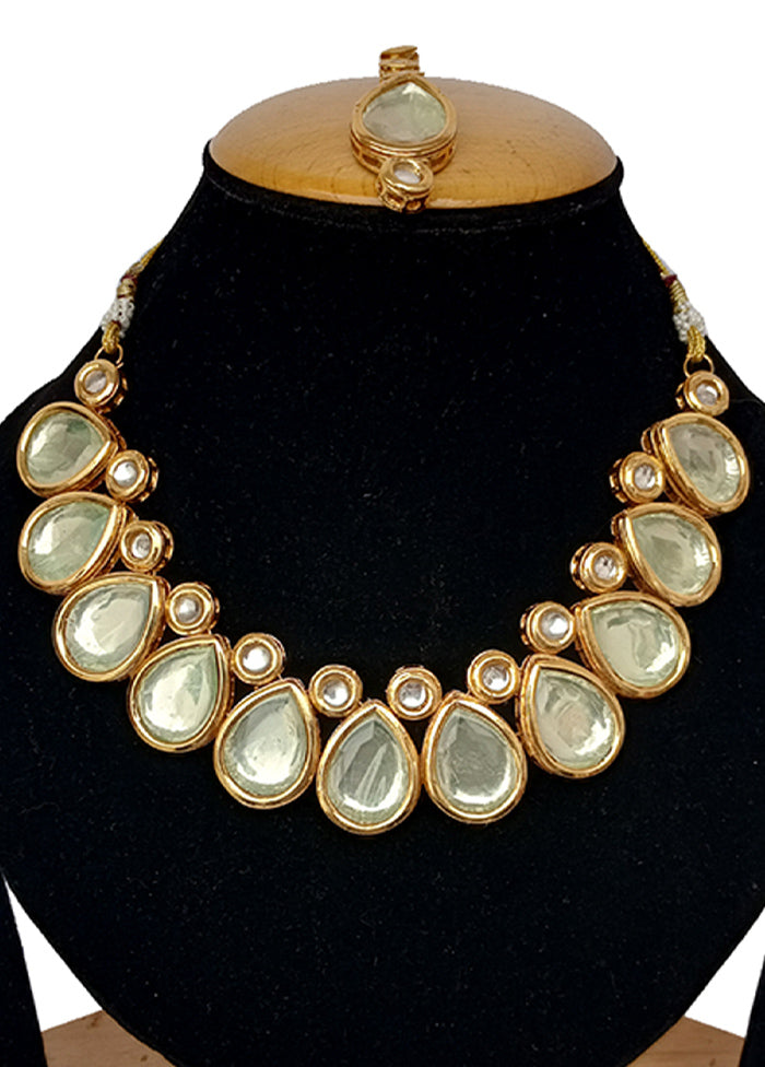 Gold Kundan Jewellery Set With Mangtika - Indian Silk House Agencies