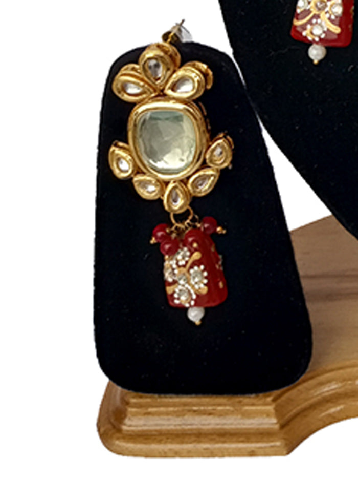 Red Kundan Jewellery Set With Mangtika - Indian Silk House Agencies