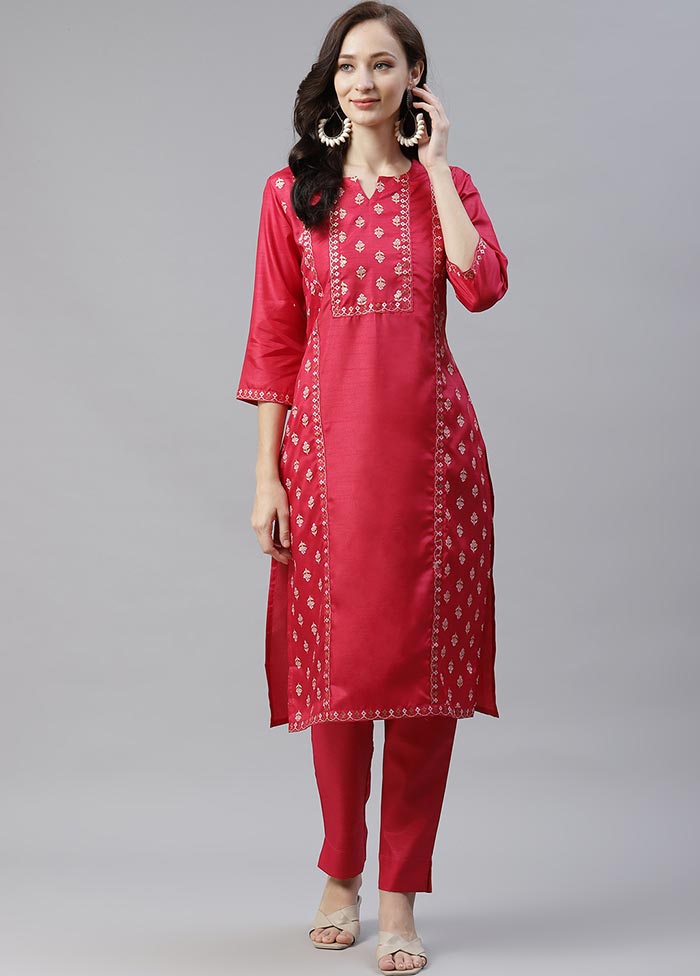 Pink Silk Kurti With Foil Printed Work VDKSH100545 - Indian Silk House Agencies