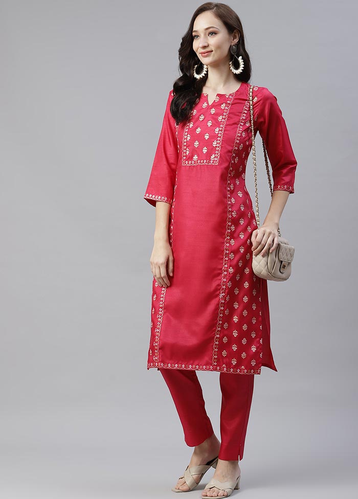 Pink Silk Kurti With Foil Printed Work VDKSH100545 - Indian Silk House Agencies