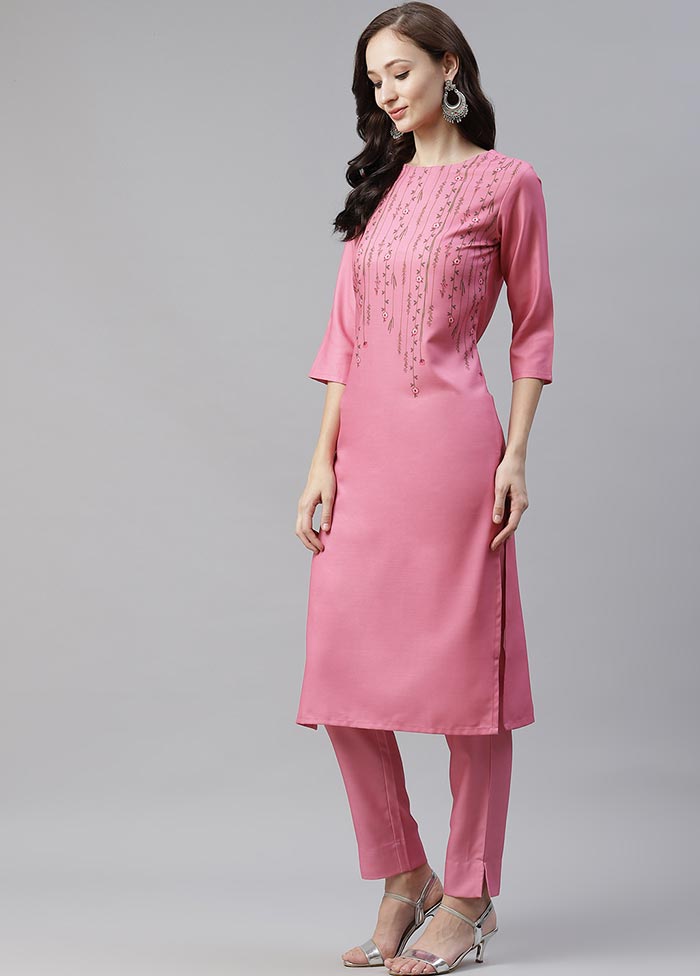 Pink Rayon Kurti With Digital Printed Work VDKSH100553 - Indian Silk House Agencies