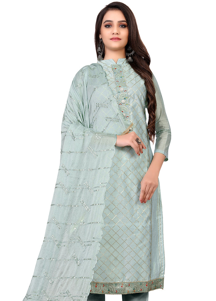 3 Pc Grey Cotton Unstitched Salwar Suit Set With Dupatta VDKSH140534 - Indian Silk House Agencies