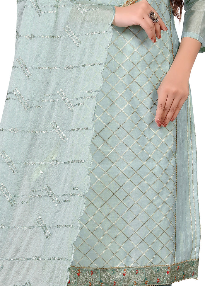 3 Pc Grey Cotton Unstitched Salwar Suit Set With Dupatta VDKSH140534 - Indian Silk House Agencies