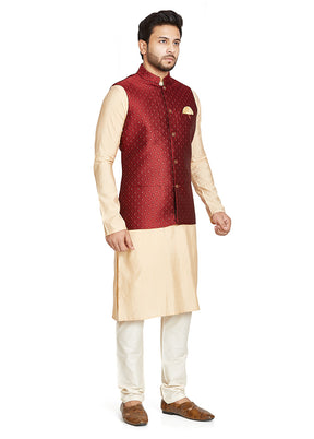 Red Printed Silk Ethnic Jacket VDAC69257 - Indian Silk House Agencies