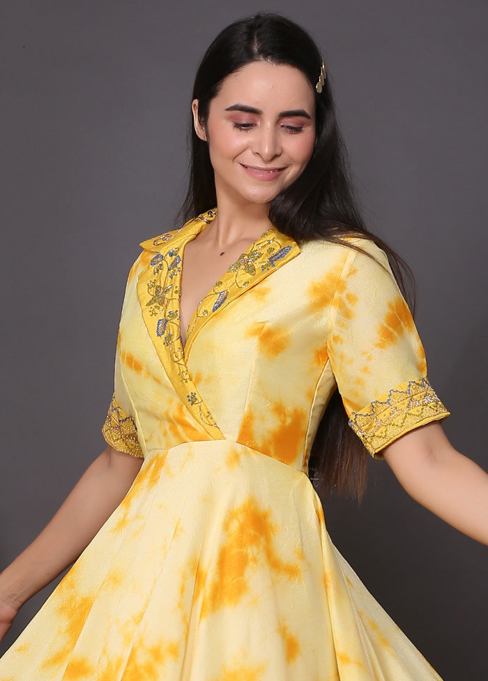 Yellow Readymade Polyester Indian Dress