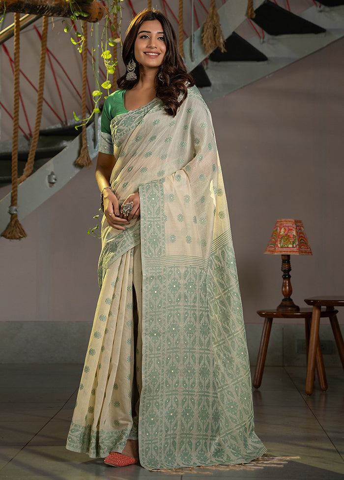 Green Silk Saree With Blouse Piece - Indian Silk House Agencies