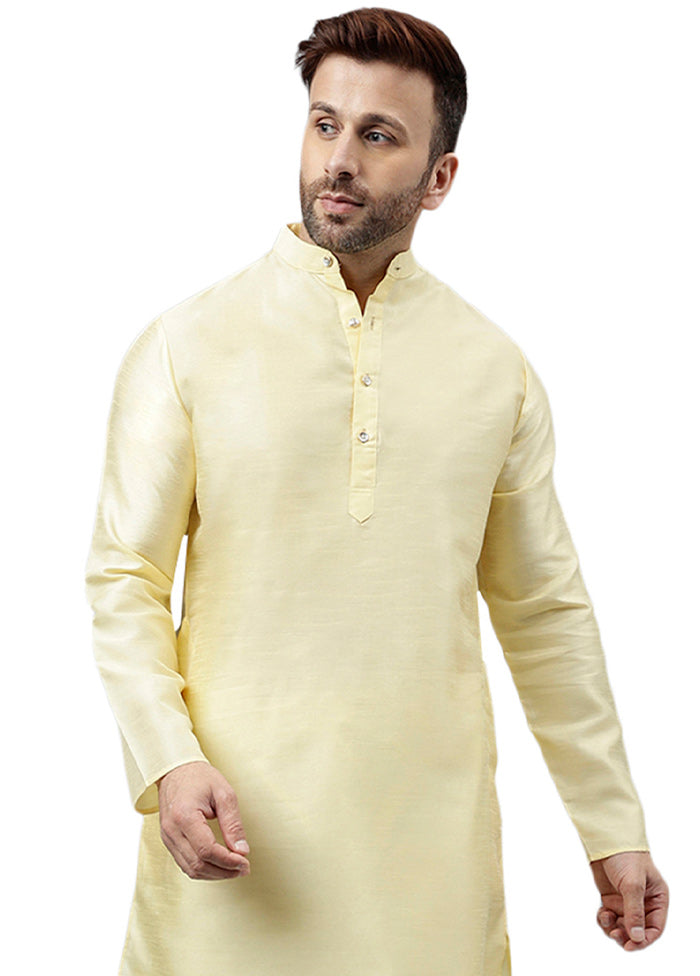 Lemon Dupion Silk Solid Kurta