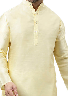 Lemon Dupion Silk Solid Kurta