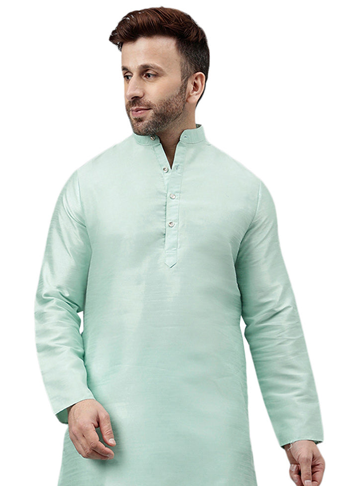 Light Green Dupion Silk Solid Kurta