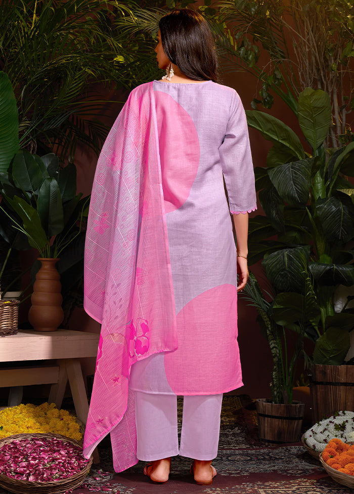 3 Pc Pink Pure Readymade Cotton Suit Set