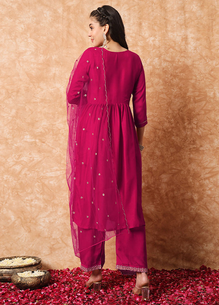 3 Pc Rani Readymade Silk Suit Set