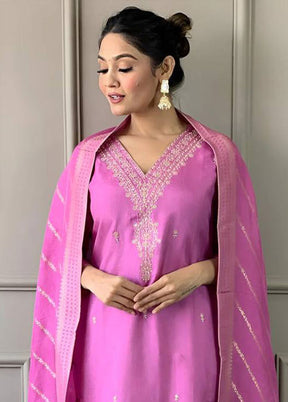 3 Pc Pink Readymade Viscose Suit Set