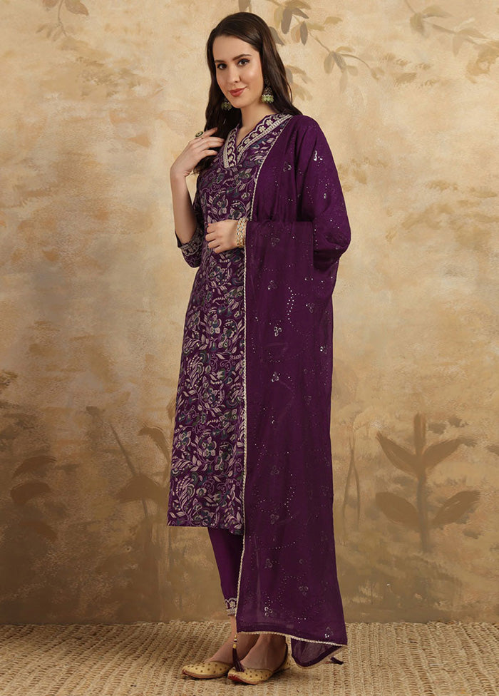 3 Pc Wine Readymade Viscose Suit Set