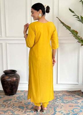 3 Pc Mustard Readymade Viscose Suit Set