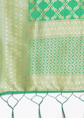 Green Zari Woven Ethnic Dupatta - Indian Silk House Agencies