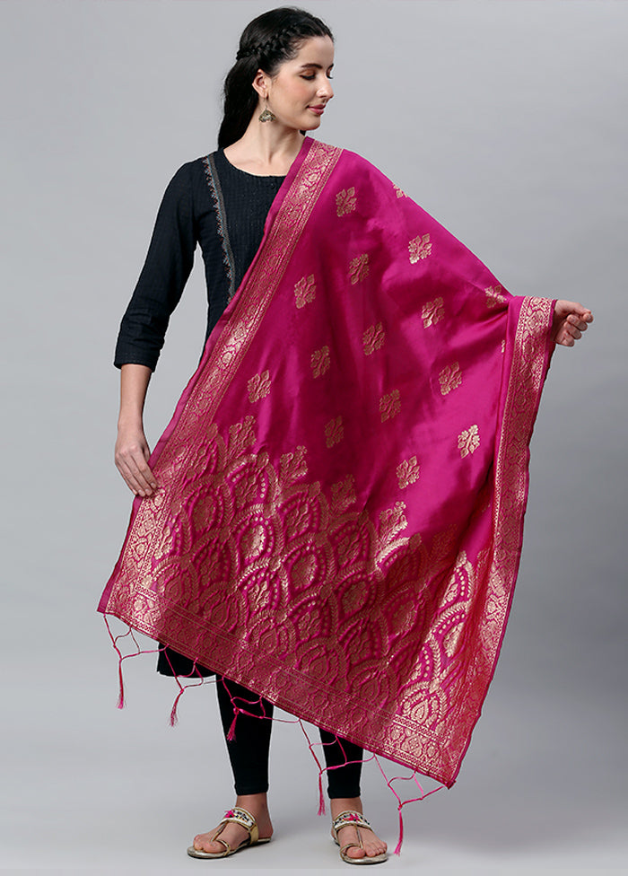 Rani Pink Zari Woven Ethnic Dupatta - Indian Silk House Agencies