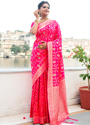 Rani Pink Spun Silk Saree With Blouse Piece - Indian Silk House Agencies