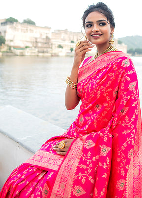 Rani Pink Spun Silk Saree With Blouse Piece - Indian Silk House Agencies