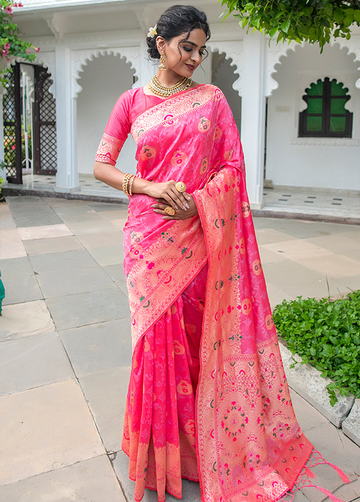 Light Pink Spun Silk Saree With Blouse Piece - Indian Silk House Agencies