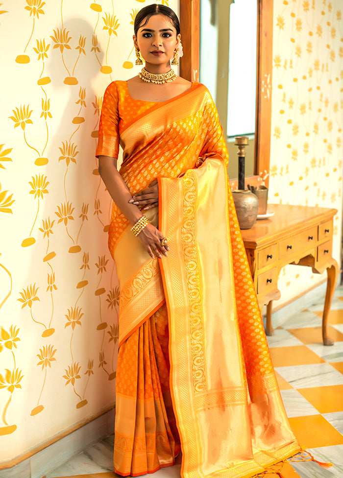 Mustard Spun Silk Saree With Blouse Piece - Indian Silk House Agencies