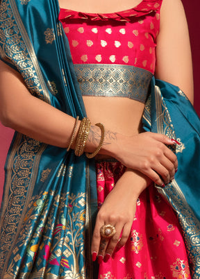 Pink Semi Stitched Silk Lehenga Choli With Dupatta - Indian Silk House Agencies