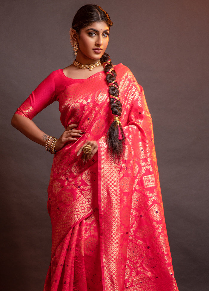 Pink Spun Silk Saree With Blouse Piece - Indian Silk House Agencies