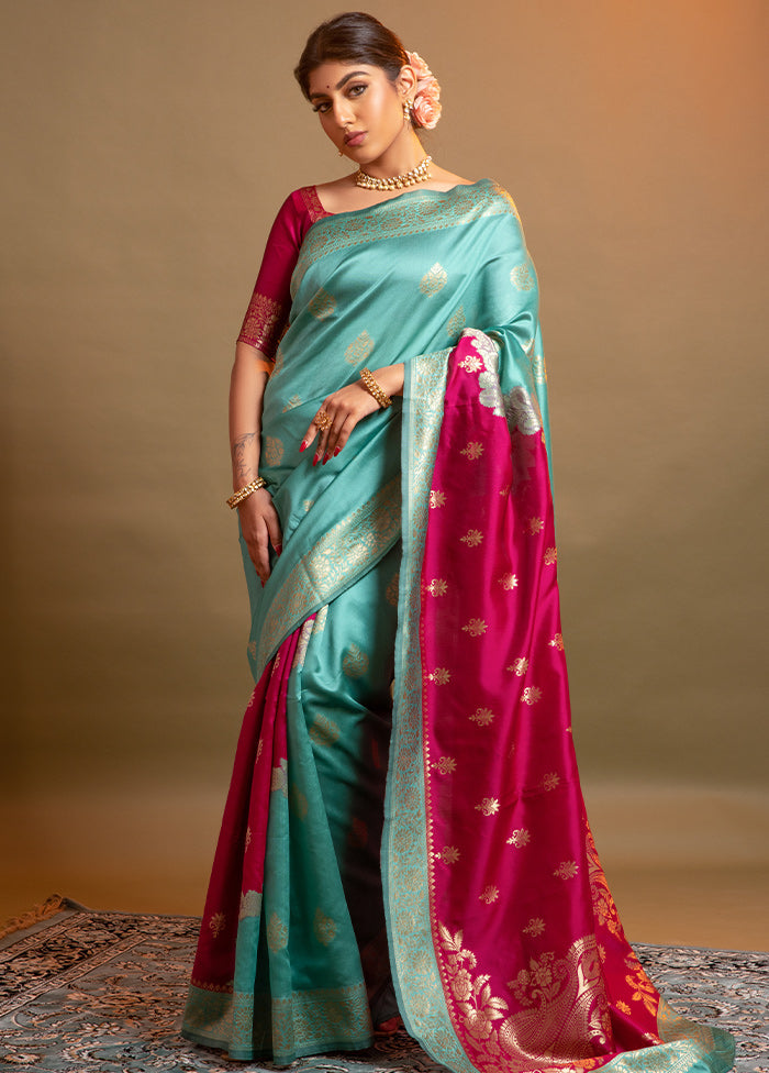 Pink Spun Silk Saree With Blouse Piece - Indian Silk House Agencies