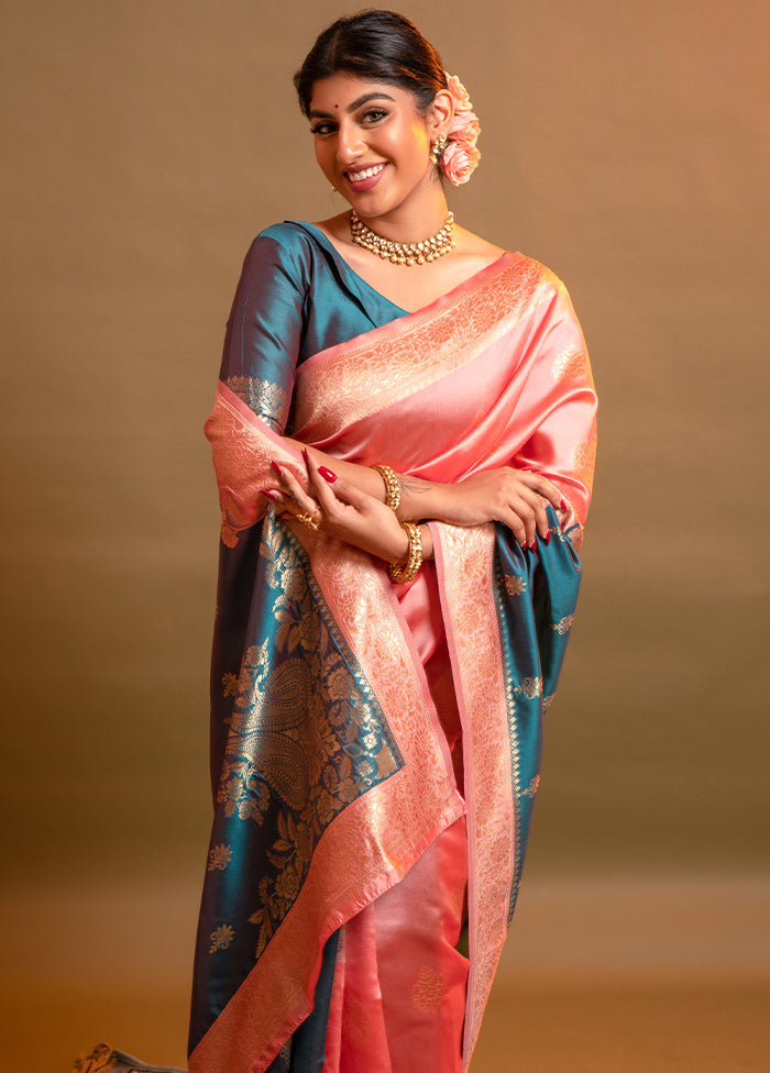 Blue Spun Silk Saree With Blouse Piece - Indian Silk House Agencies