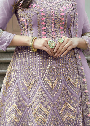 3 Pc Lavender Net Suit Set With Dupatta VDLL0404234 - Indian Silk House Agencies