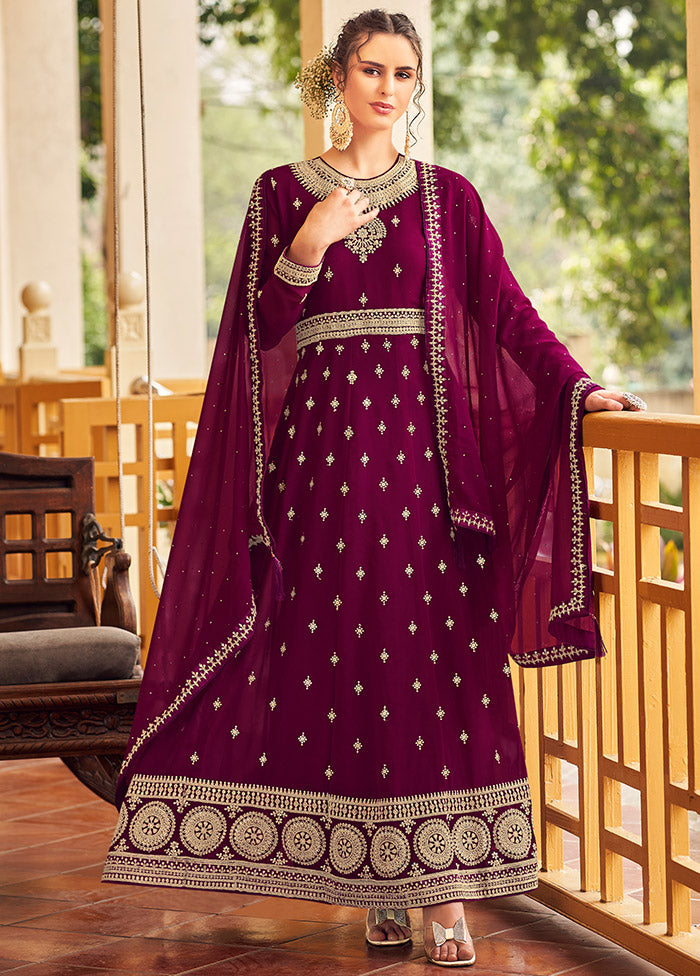 3 Pc Magenta Georgette Suit Set With Dupatta VDLL0404243 - Indian Silk House Agencies