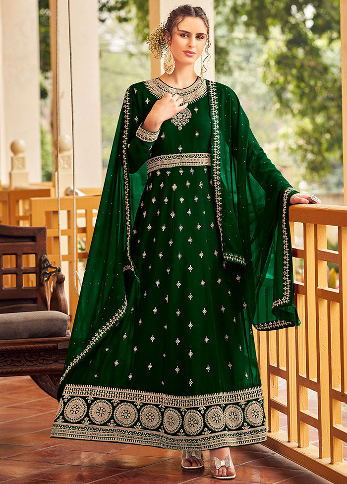 3 Pc Green Georgette Suit Set With Dupatta VDLL0404244 - Indian Silk House Agencies