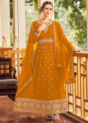 3 Pc Mustard Georgette Suit Set With Dupatta VDLL0404245 - Indian Silk House Agencies