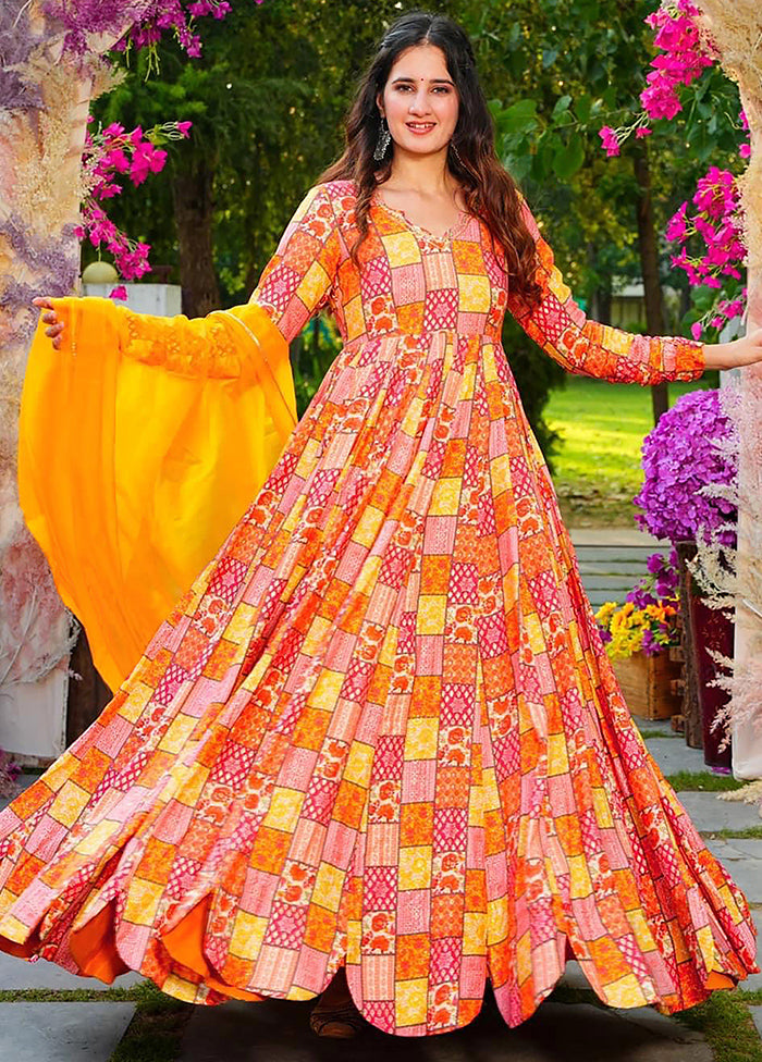Multicolor Readymade Rayon Indian Dress